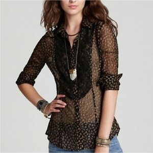 Free People lace and floral top. Western vibes. Size Large EUC